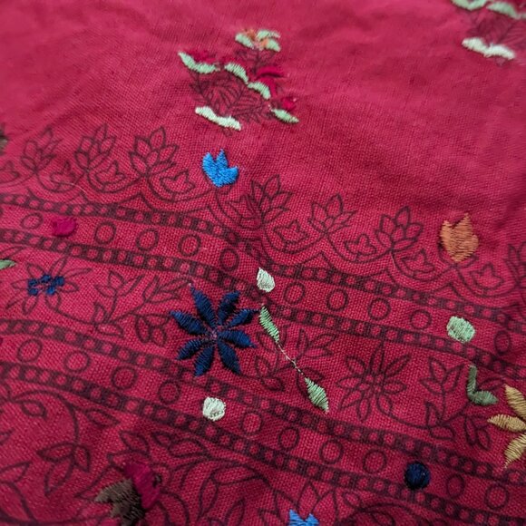 Victoria Jones Woman Embroidered Shirt Capri Pants Set Green Cotton Linen Blend - Picture 4 of 10